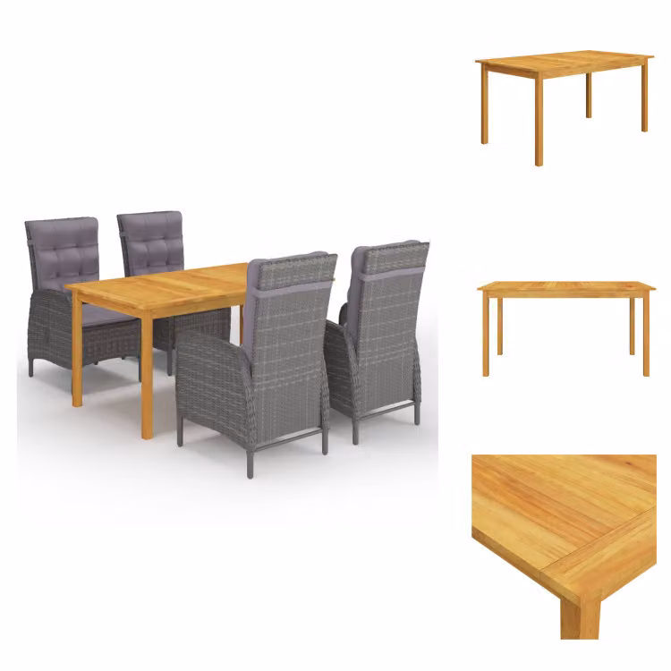 vidaXL Set da pranzo da giardino 5 pezzi grigio - Set di mobili da giardino