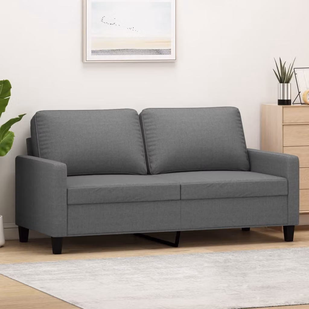 Divano esclusivo a 2 posti, colore grigio scuro, 140 cm, rivestito in tessuto