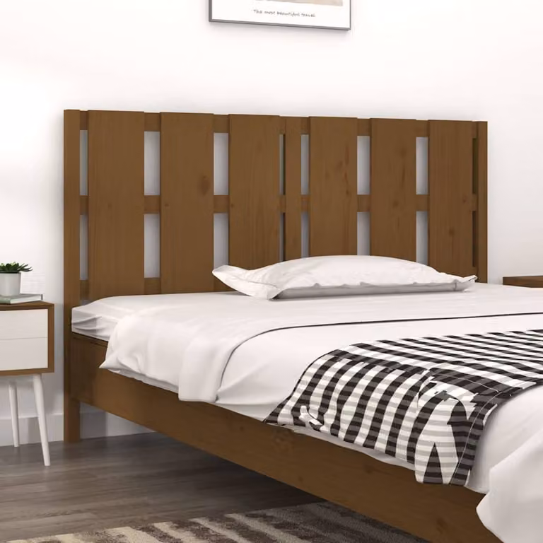 Testiera per letto vidaXL in legno massello di pino color ambra, L 155,5 x P 4 x H 100 cm