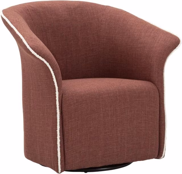 Poltrona girevole Vikasa Home Siena in tessuto rosso e bianco con braccioli, L: 83.5 cm, P: 66 cm, H: 80 cm