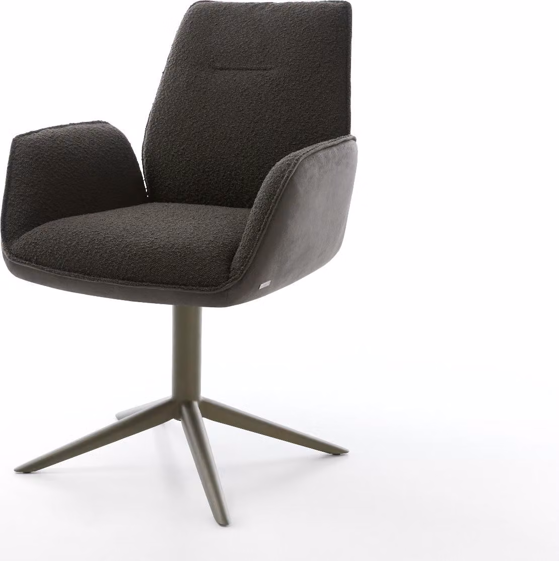 DELIFE Sedia girevole Zoa-Flex Mix di materiali Nero Base a croce Finitura effetto titanio Girevole a 360° Funzione oscillante Molleggiate a tasca