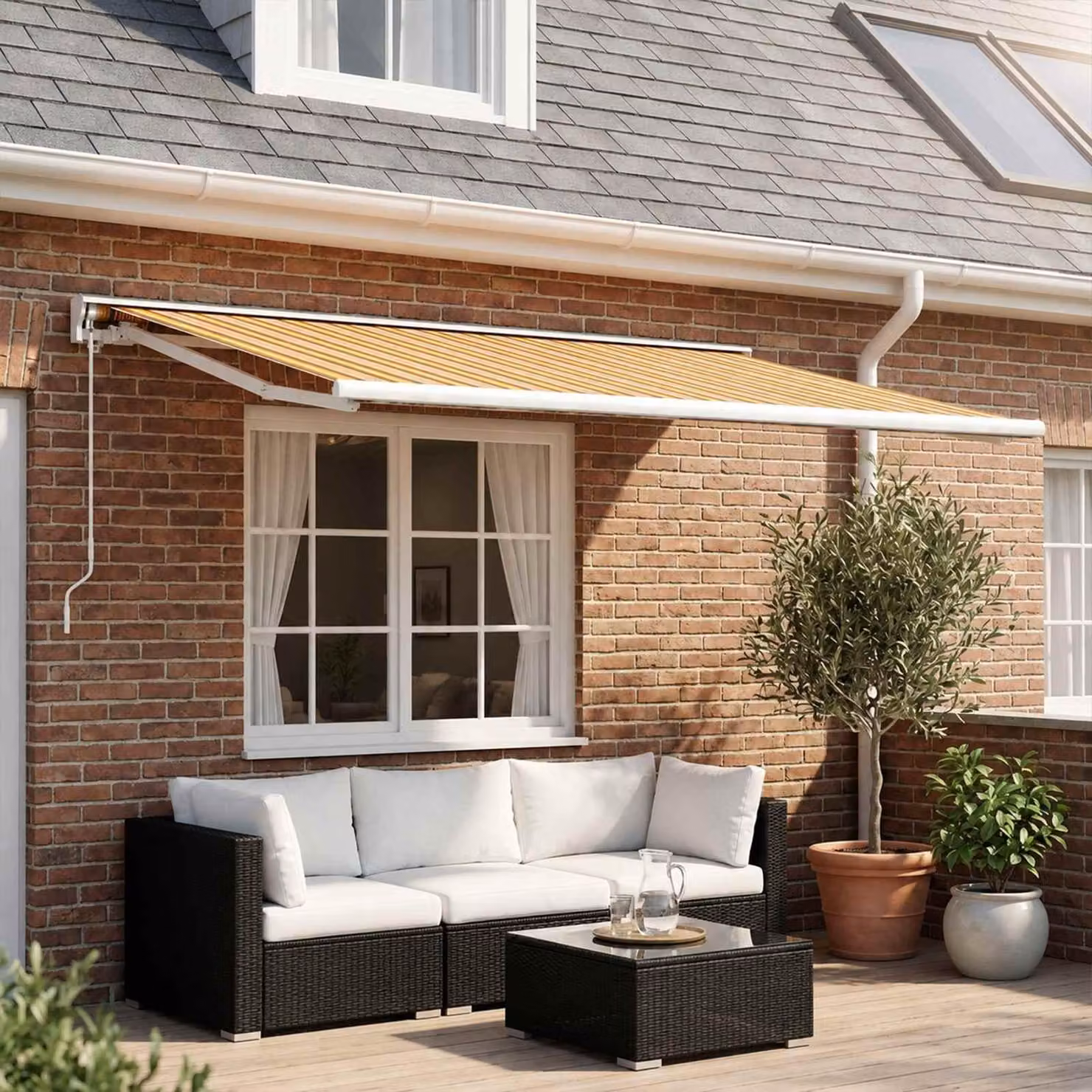 Maison Exclusive - Tessuto di ricambio per tende da sole, colore arancione e nero, 250 x 200 cm, in poliestere