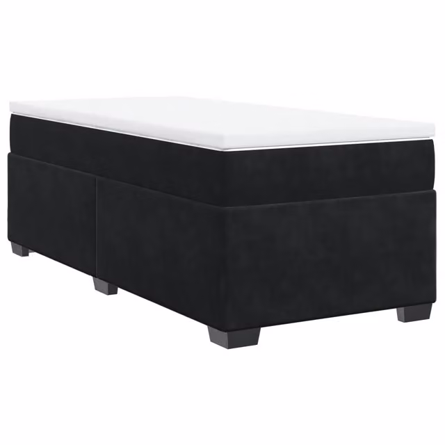 Letto singolo | Letto per adulti | Giroletto a Molle con Materasso Nero 100x200 cm in Velluto