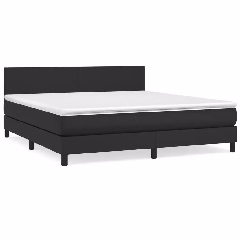 Letto Ibrido vidaXL con Giroletto a Molle e Materasso in Similpelle Nero e Bianco L/P/H: 160 x 200 x 78 cm – 2