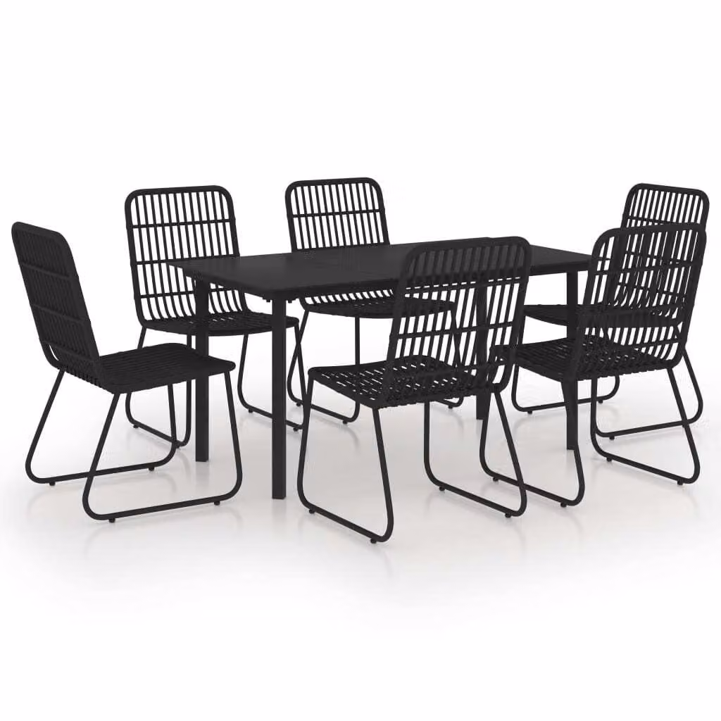 Set da Pranzo da Giardino 7 pz in Polyrattan e Vetro