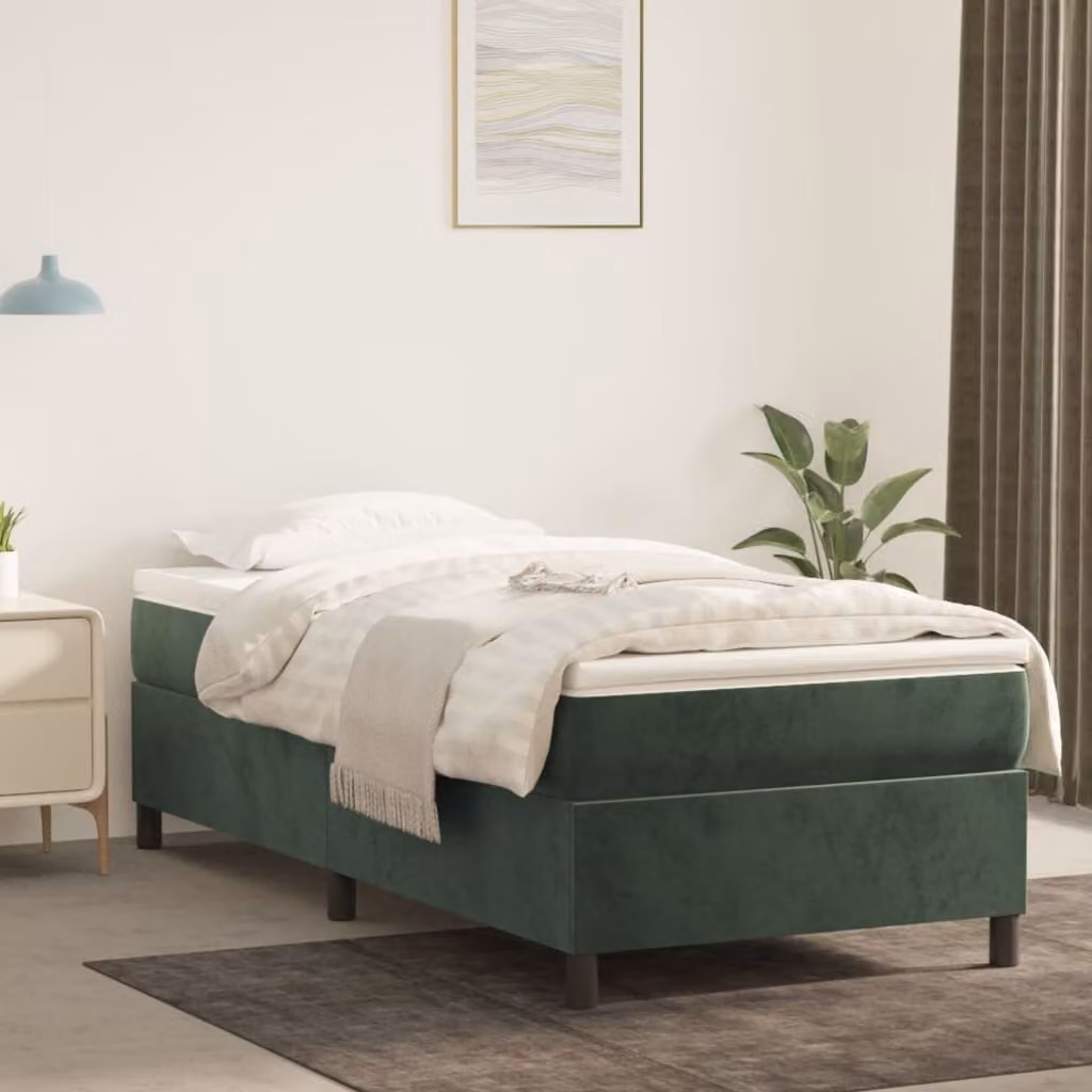 Maison Exclusive - Giroletto a Molle con Materasso Verde Scuro 90x200 cm Velluto