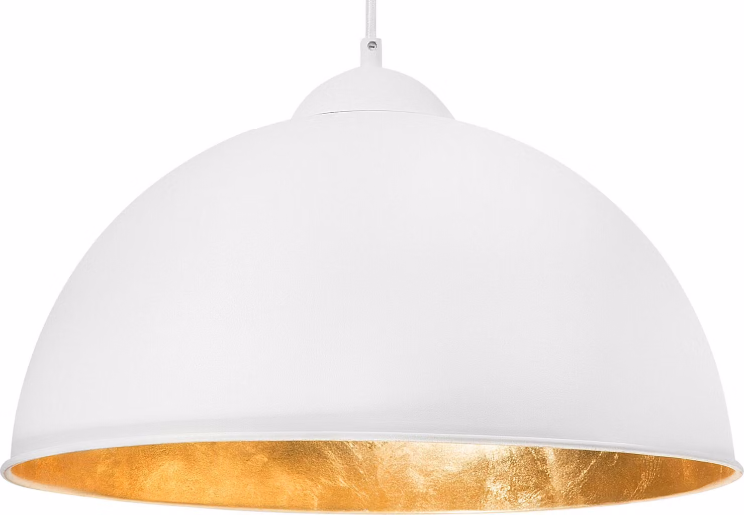 BELIANI Lampada a sospensione emisfero in metallo bianco e oro dal look industriale per soggiorno, camera da letto e sala da pranzo