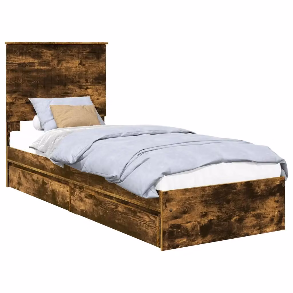 Letto con contenitore e cassetto vidaXL in legno rovere marrone L: 193 cm, P: 78 cm, H: 100 cm – 2