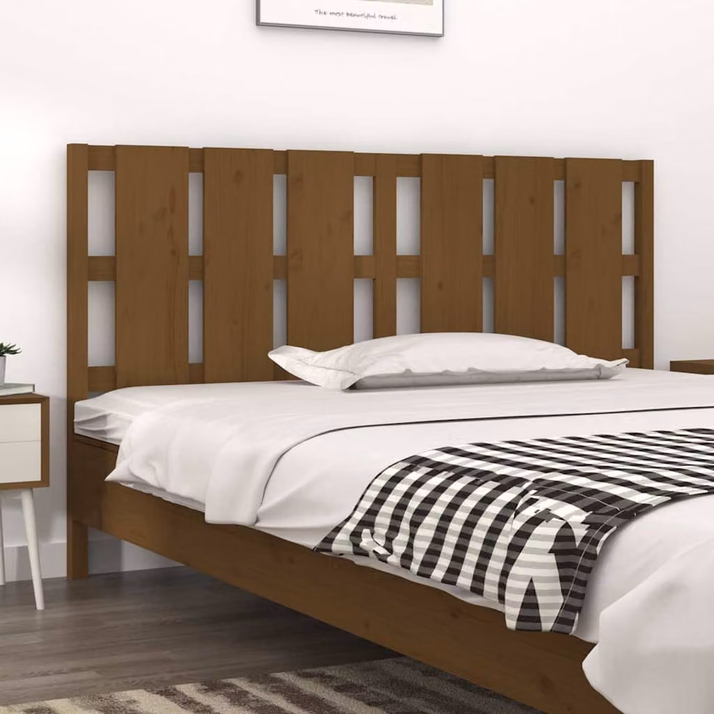 Testiera per letto vidaXL in legno massello di pino color marrone, stile rustico, L: 185,5 cm, P: 4 cm, H: 100 cm