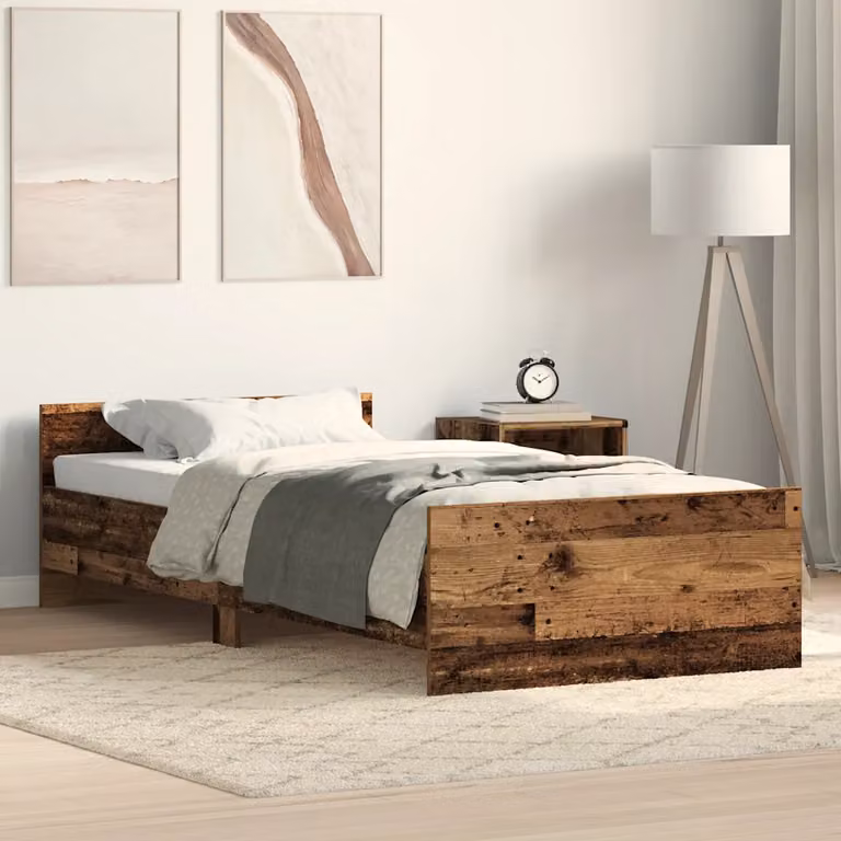 vidaXL Giroletto in legno di pino e MDF color marrone con doghe piatte fisse L: 190 cm, P: 78 cm, H: 50 cm