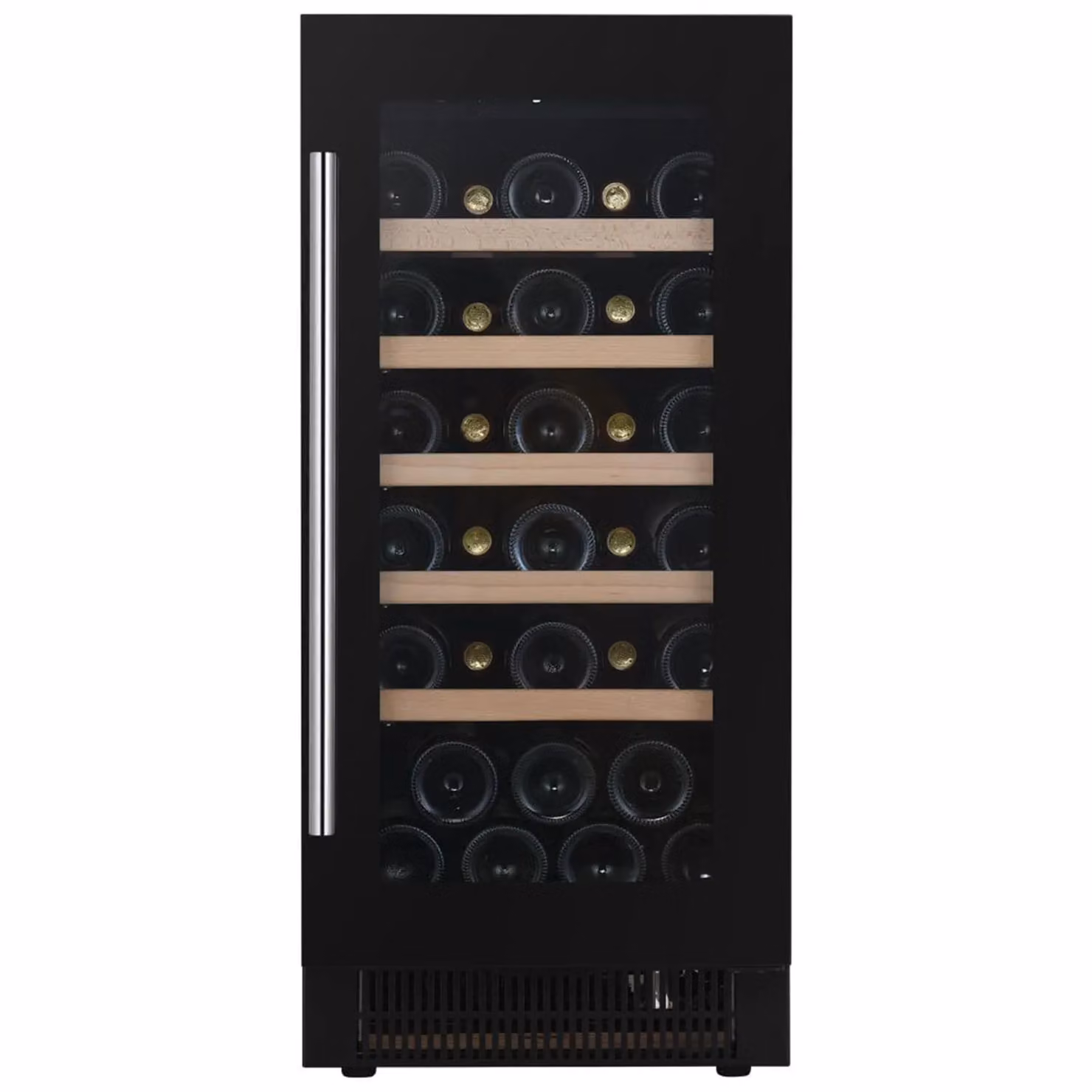 Cantina monotemperatura con porta vetrata 'full glass' cassa nera e maniglia - classe F, 32 bottiglie - DAUF-32.83B