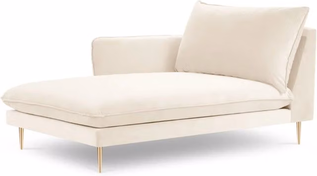 Chaise longue sinistra Vienna di Cosmopolitan Design in velluto beige chiaro L/P/H: 130 x 95 x 95 cm