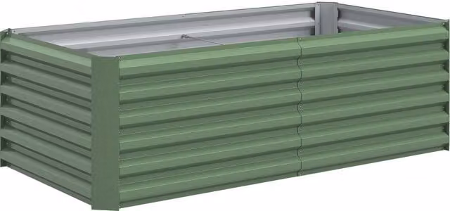 Fioriera rialzata Outsunny in acciaio galvanizzato con fondo aperto, verde chiaro, L: 180 cm, P: 90 cm, H: 57,5 cm – 1