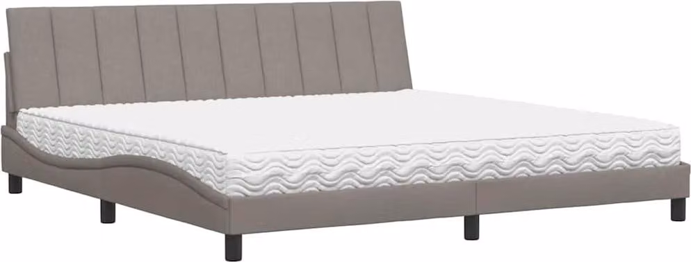 Letto con Materasso Hanko Tortora 200x200 cm in Tessuto