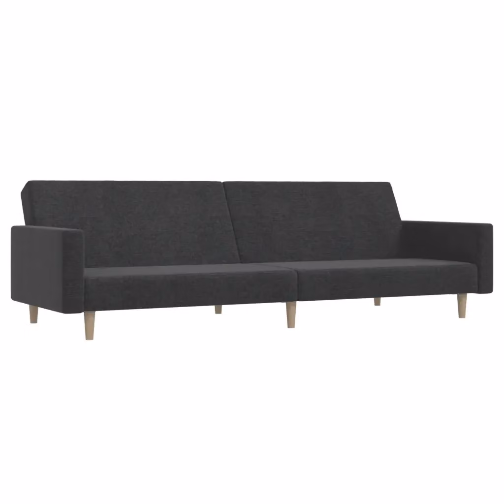 Divano Letto Click-Clack vidaXL in Tessuto Grigio con Struttura in Legno Solido e Poggiatesta Regolabile L: 220 cm, P: 84,5 cm, H: 69 cm – 2