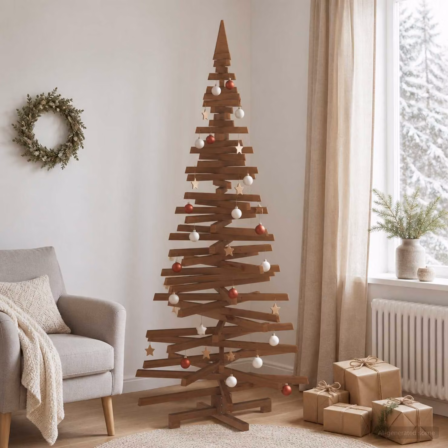vidaXL Albero di Natale in legno KOTKA 240 cm Legno Massello di Pino