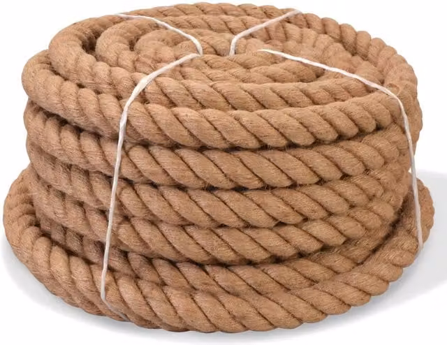 Corda in iuta naturale beige lunga 100 m con diametro 20 mm