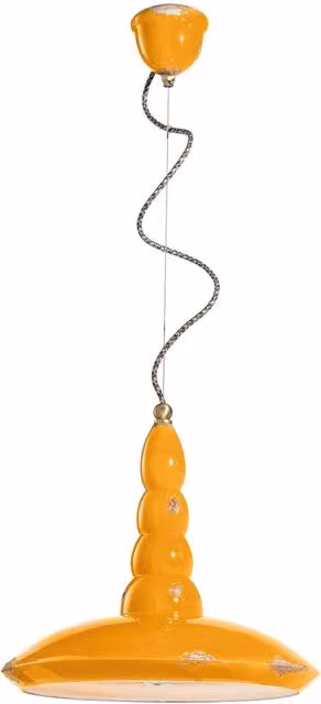 Lampadario Vintage Vague Vintage Ferro E Ceramica Giallo 1 Luce E27 40Cm