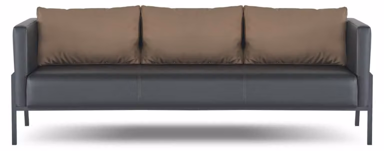 Schwarzer Arbeitszimmer Dreisitzer Designer Sitzmöbel Luxus Ledercouch