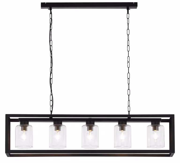 Lampada a sospensione MACARI nera 5xE27x40W in metallo, dimensioni: 86x113x20,5 cm, IP20, Jupiter