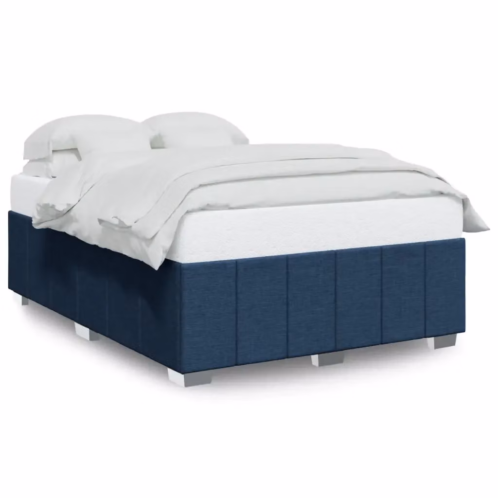 vidaXL Giroletto senza Materasso Blu in Tessuto e Legno di Pino L/P: 140 x 200 cm – 2