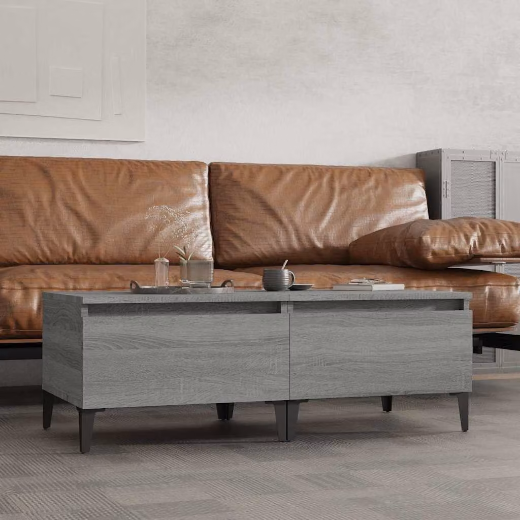 Set di 2 tavolini vidaXL in stile industriale, colore grigio, in legno e metallo, L/P/H: 50 x 46 x 35 cm