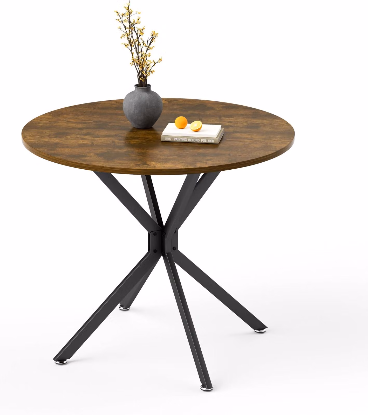 Tavolo rotondo da pranzo, diametro 90 cm, con gambe in metallo