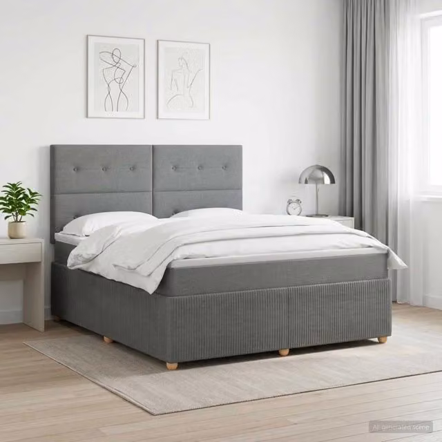Letto box spring con materasso vidaXL Grigio e Bianco L/P: 140 x 190 cm
