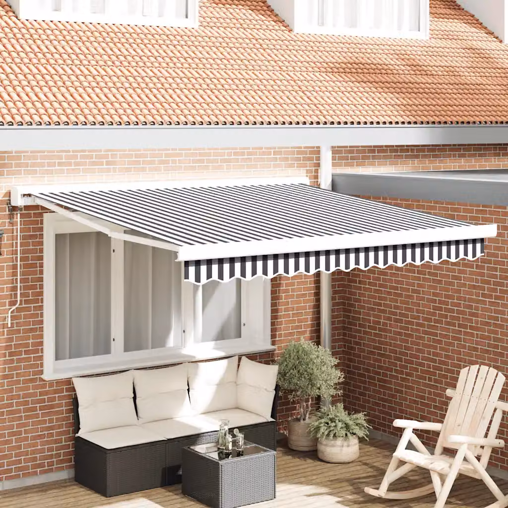 vidaXL Tenda da Sole con Bracci Pieghevoli in Alluminio e Poliestere, Antracite e Bianca, L: 3 m, P: 2,5 m – 1