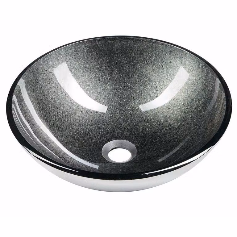 Sapho Beauty - Lavabo da appoggio, diametro 420 mm, vetro/grigio metallizzato 2501-16