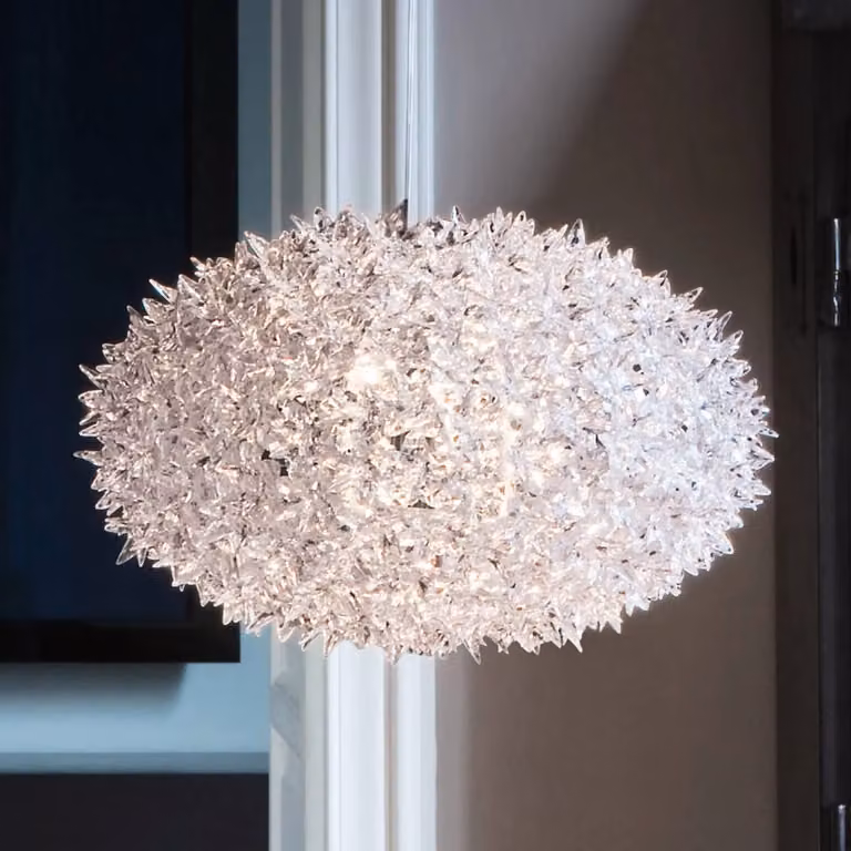 Kartell Lampada a sospensione Bloom S1, Chiaro / Trasparente, Soggiorno / Sala da pranzo, Plastica, Design, Lampada a sospensione