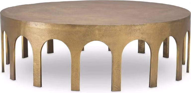 Casa Padrino tavolino in ottone vintage Ø 97,5 x H. 30 cm - Tavolo rotondo da salotto in alluminio - Mobili in alluminio - Mobili da salotto - Mobili - Arredo soggiorno