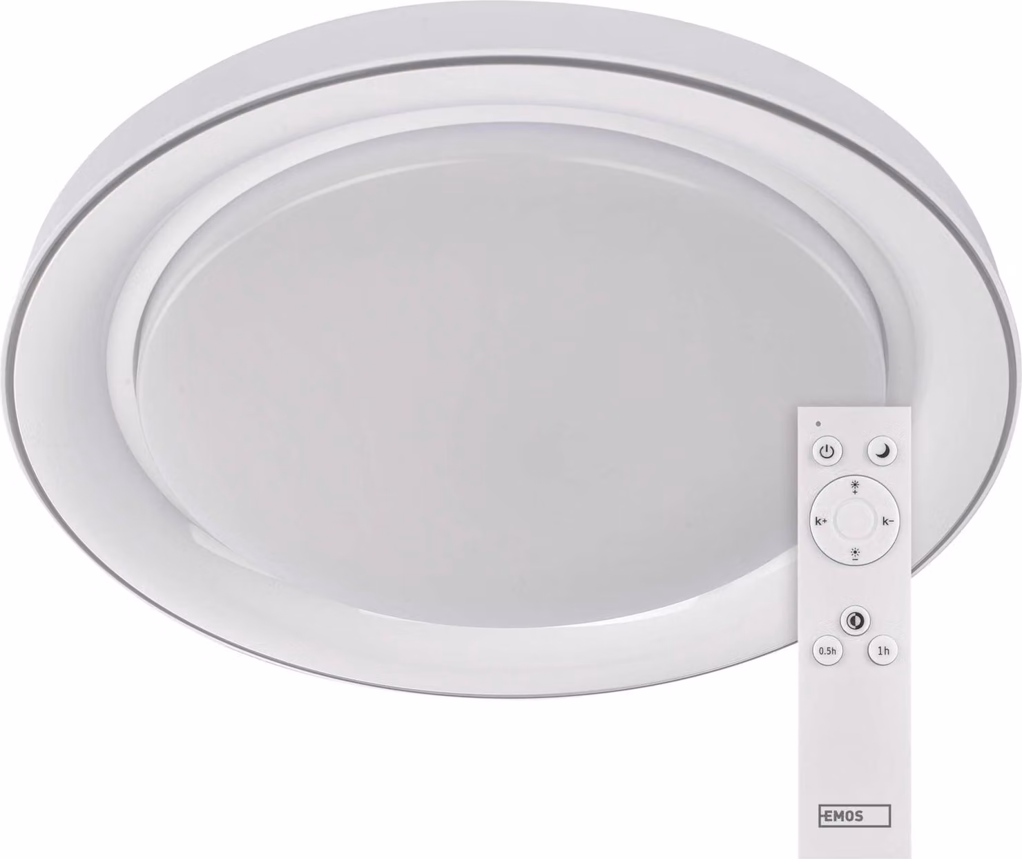 Lampada LED da soffitto dimmerabile EMOS REMI, 45W con telecomando, luminosità 270-2700lm, colore della luce 2700-6500K, luce notturna + timer, 51x7cm, ZM5113