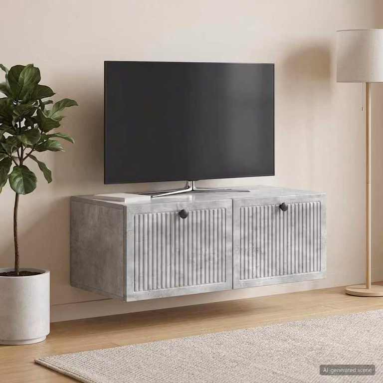Mobile Porta TV da Muro vidaXL Grigio, Design Moderno in MDF e Legno, L 78,5 x P 41 x H 30 cm