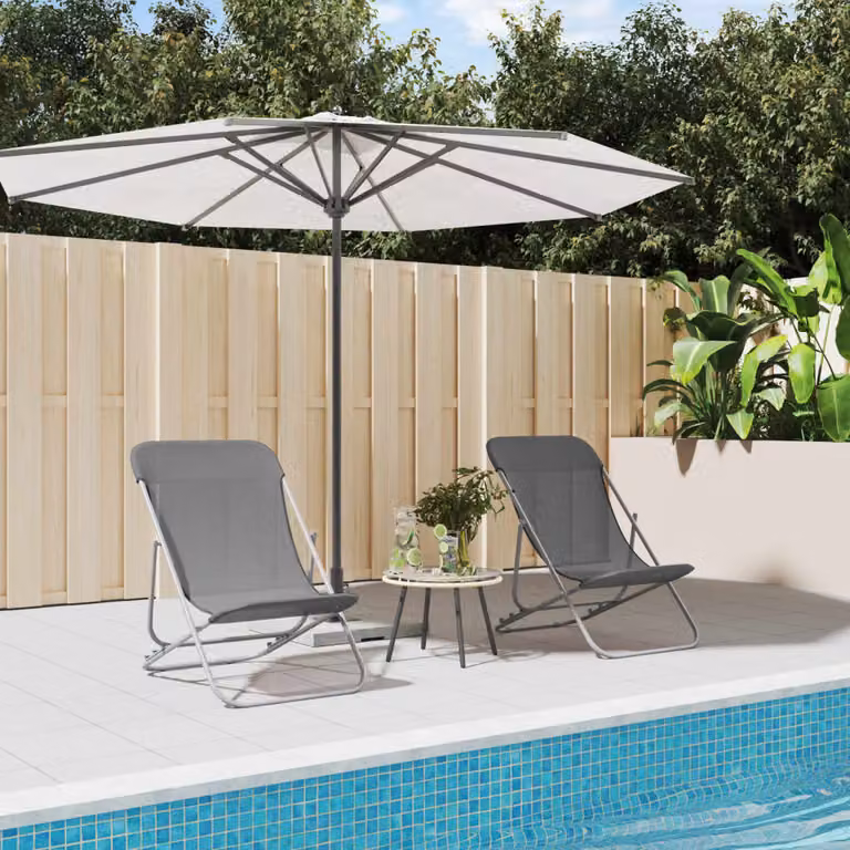Set di 2 sedie pieghevoli vidaXL in textilene e acciaio verniciato grigio per giardino e terrazza