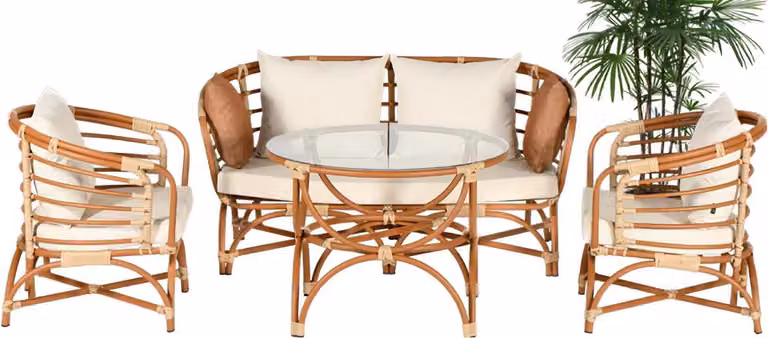 Gartenmöbel Sofagarnitur Sofa 2 Sitzer Tisch Sessel Veranda Sitzgruppen Modern