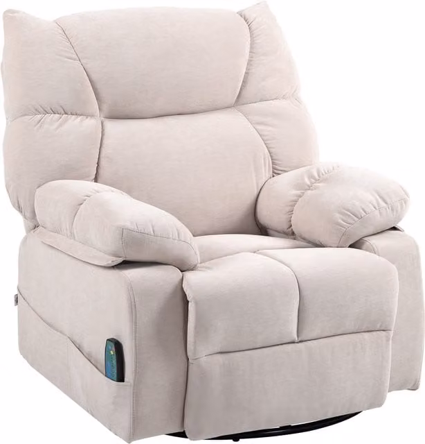 Poltrona Reclinabile HOMCOM con Poggiapiedi, Massaggio e Riscaldamento, 5 Programmi e 8 Punti Vibranti, Beige