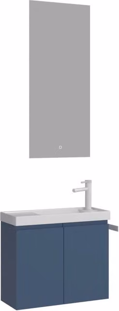 Set mobile lavabo con specchio (2 pezzi) "Ferla 60" - 60 x 22 x 50 cm - Blu opaco