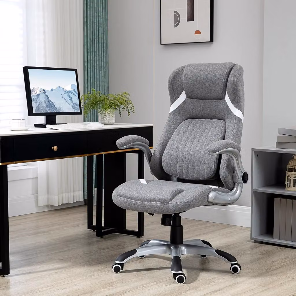 EasyComfort Sedia da Ufficio Ergonomica Reclinabile in Tessuto Traspirante Grigio con Altezza Regolabile L: 68 cm, P: 76 cm, H: 109-117 cm – 2