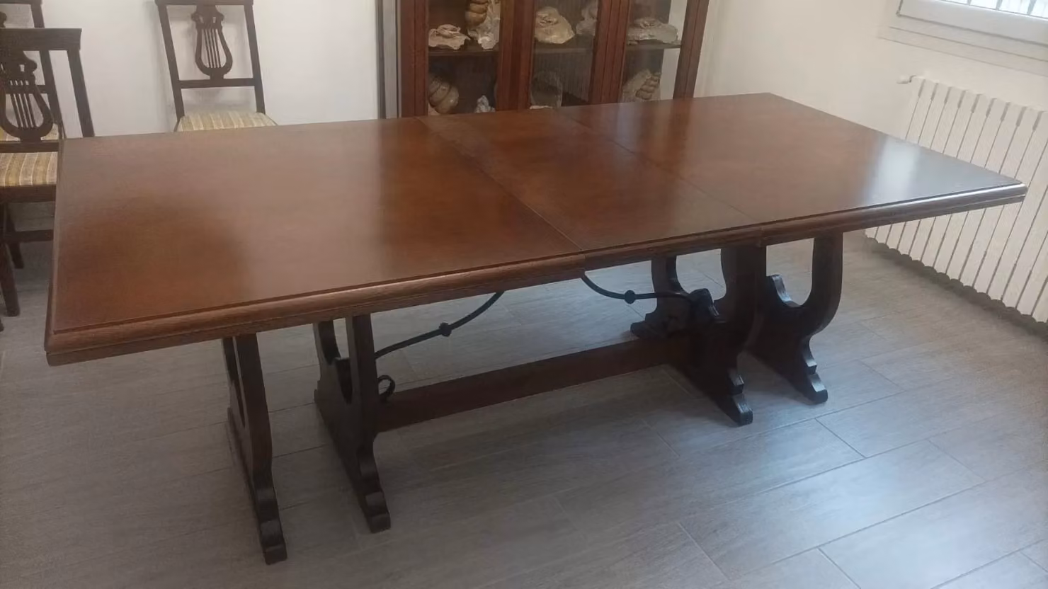 Tavolo fratino allungabile in legno stile arte povera noce scuro Mobili 2G L: 180 cm, P: 85 cm – 2