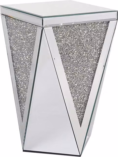 Tavolino Beliani Argento in Vetro e MDF Design Glamour per Soggiorno o Camera da Letto L/P/H: 30 x 30 x 51 cm