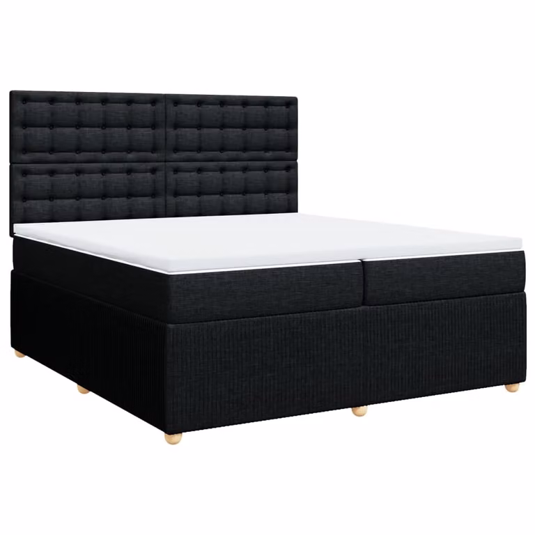 Giroletto a Molle con Materasso Nero 200x200 cm in Tessuto