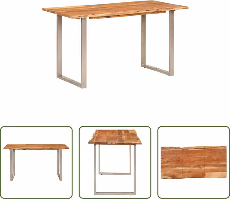 Tavolo da pranzo The Living Store 140×70×76 cm in legno massiccio di acacia