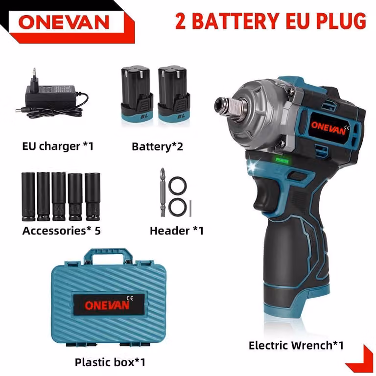 Avvitatore a impatto - Utensile a batteria - Senza fili - Motore brushless - 500 Nm - 0–4200 giri/min - 800 W - 2 batterie agli ioni di litio - Rosso
