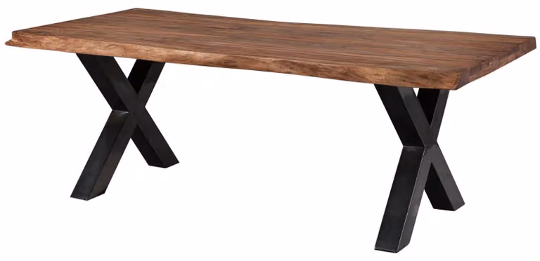 MASSIVMOEBEL24 | FREEFORM 5 Tavolo da pranzo in legno di sheesham - verniciato grigio / gambe in ferro X antracite lucido 200x100