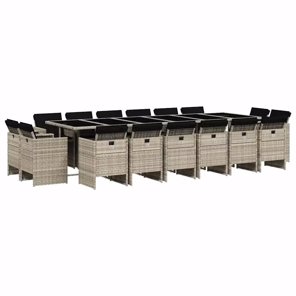 Set da pranzo da giardino vidaXL in polyrattan con cuscini e piano in vetro, 17 pezzi, grigio antracite – 2