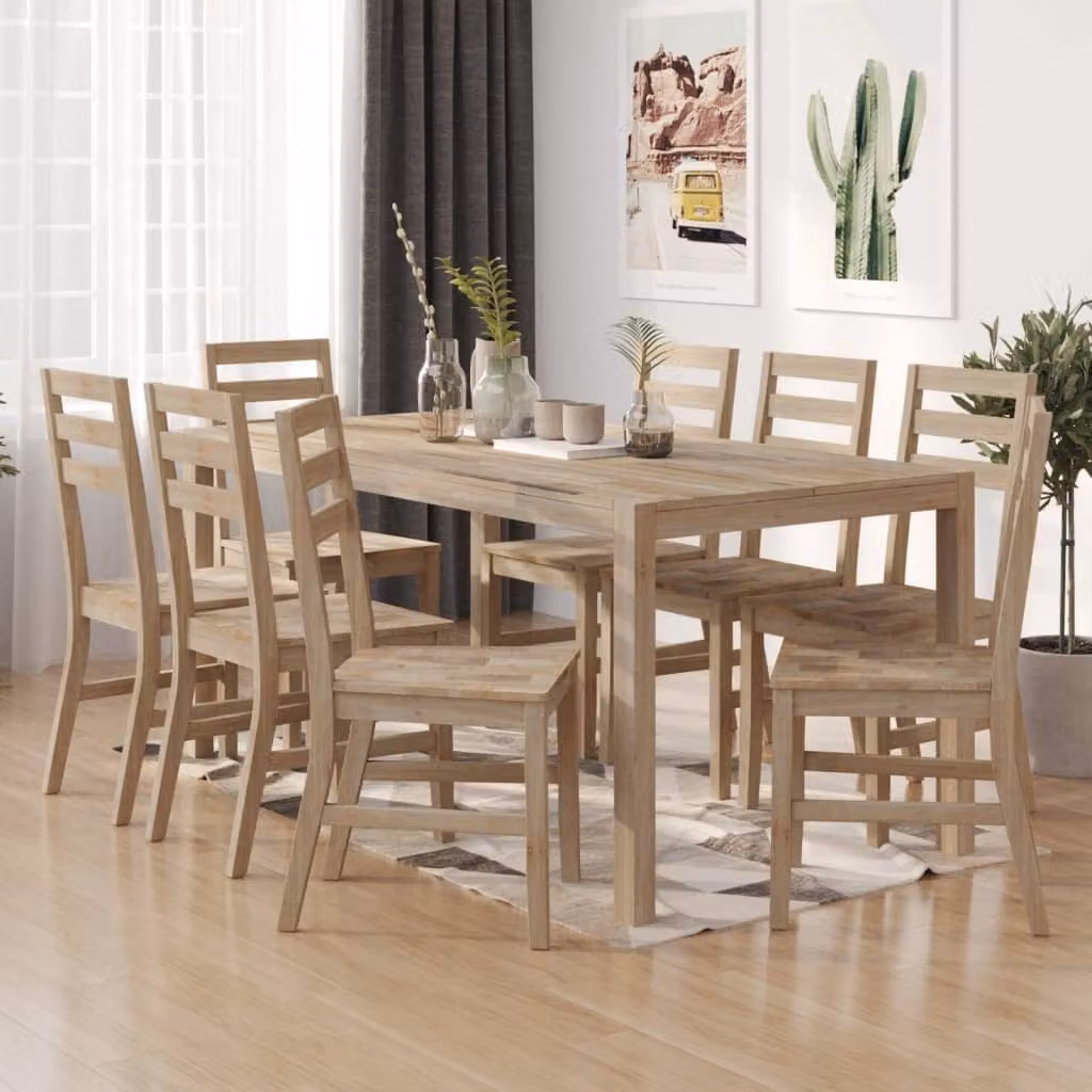 The Living Store Sedie da pranzo 8 pz. Legno massiccio di acacia