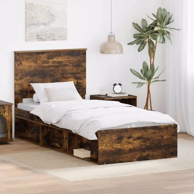 Struttura del letto-Giroletto Rovere fum¨¦ 90 x 200 cm Pino massello 577164