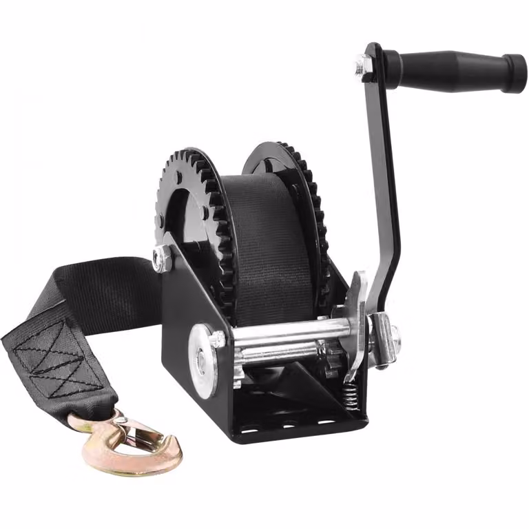 Verricello a cavo 907,1 kg - Verricello manuale a cavo - Verricello per barca a 2 vie con cricchetto/1 velocità - Verricello a cinghia con impugnatura ergonomica - Verricello manuale a cavo Verricello per veicoli e imbarcazioni - Cinghia in poliestere da