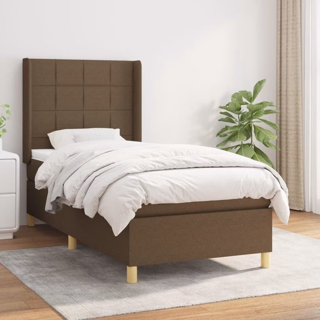 Maison Exclusive - Giroletto a Molle con Materasso Marrone Scuro 90x190cm Tessuto